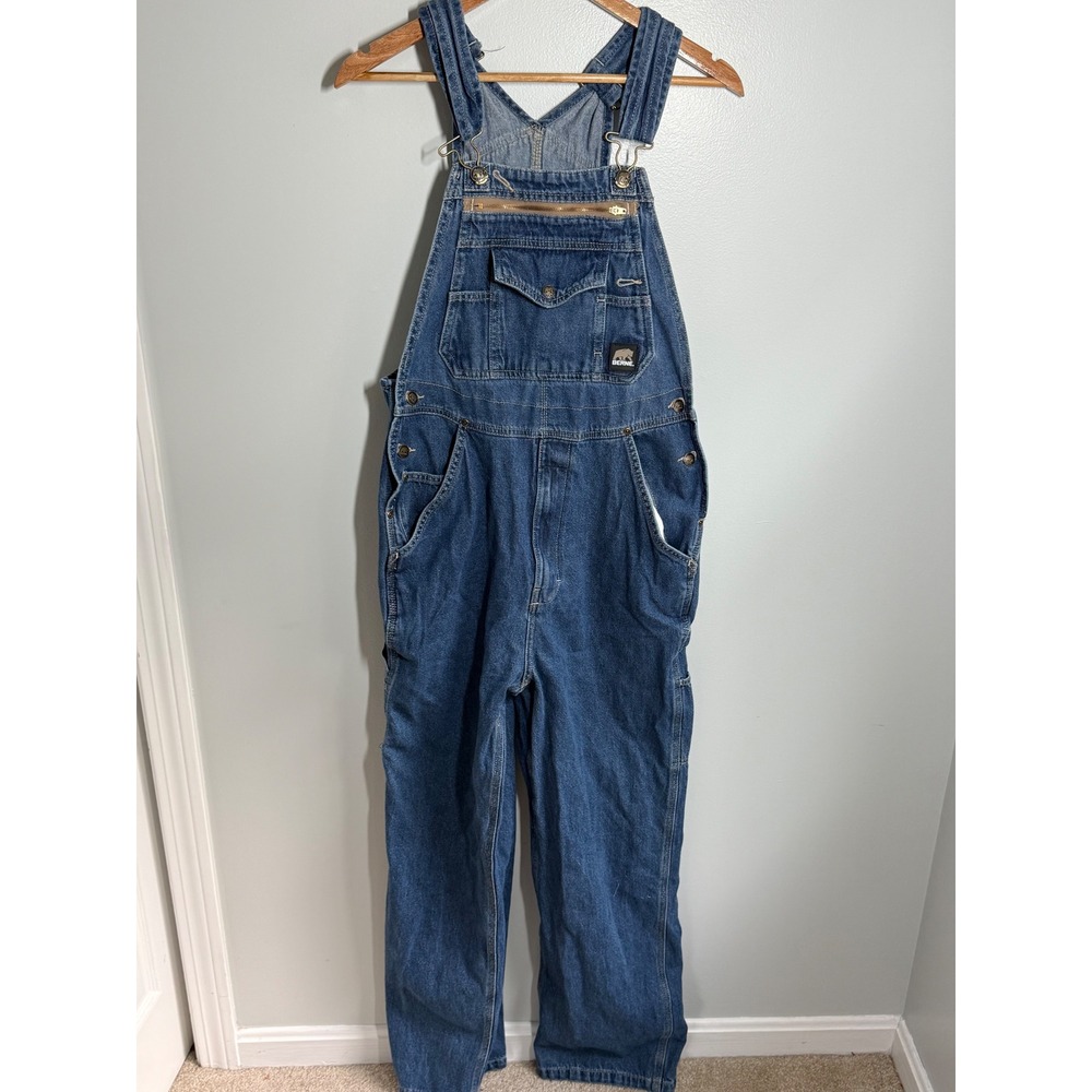 Berne Mens Denim Bib Overalls Medium Wash Workwear B910SWD 34x34